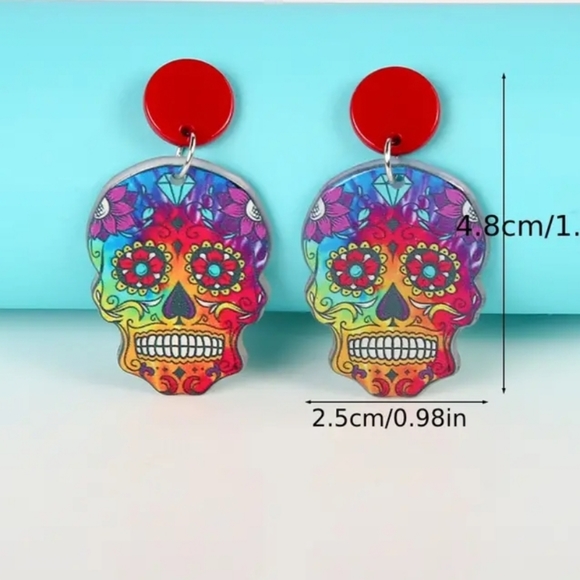 Sugar Skull Acrylic Earrings - Picture 3 of 4
